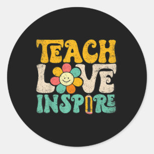 Adesivo Redondo Ensine Amor Inspire Volta às Aulas Professores Ret