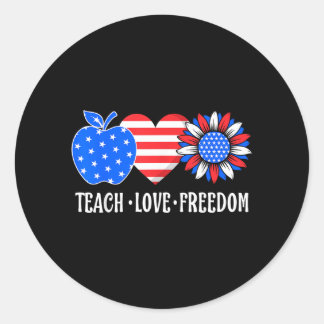 Adesivo Redondo Ensine Amor Liberdade Bandeira dos EUA Professor P
