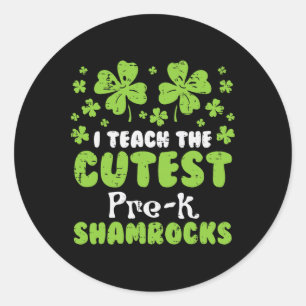 Adesivo Redondo Ensine Mais Fofos Pré-K Shamrocks St Patricks Day