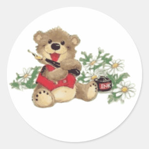 Adesivo Redondo Ensine-me escrever o urso trasnparent