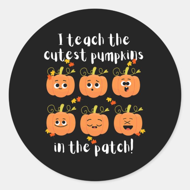 Adesivo Redondo Ensino as abóboras mais bonitas no remendo (Frente)