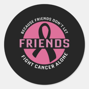 Adesivo Redondo Ensino de Cancer da Mama Bonito Amigos Suportam Un