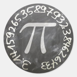 Adesivo Redondo Ensino De Chalkboard Pi Day Pi Day