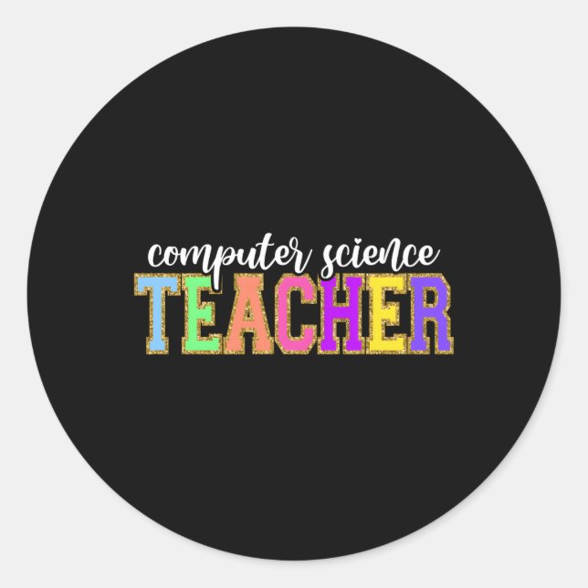Adesivo Redondo Ensino de Ciência da Computação Professora de Ensi (Frente)
