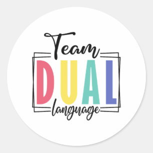 Adesivo Redondo Ensino de Linguagem Dupla da Equipe de Esquadrão E