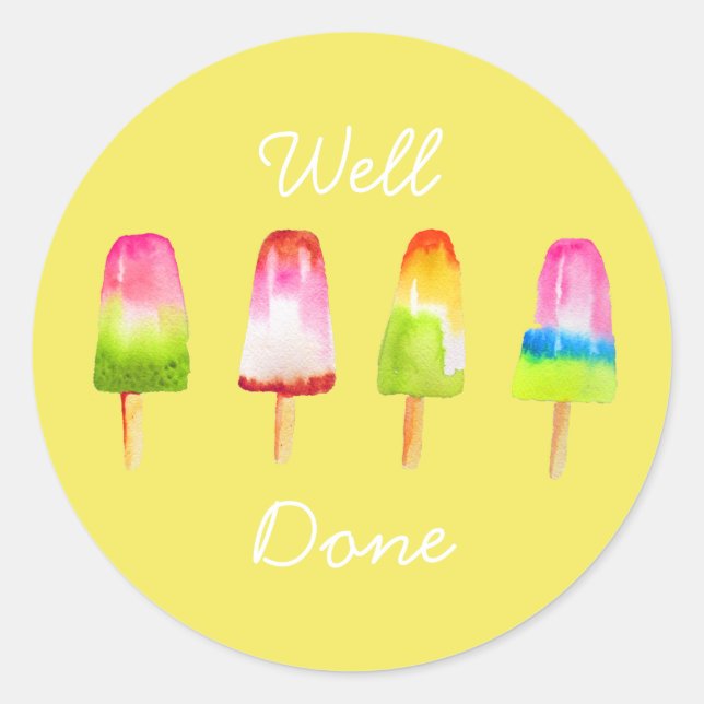 Adesivo Redondo Ensino fofo de geleiras de verão (Frente)