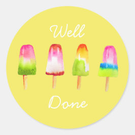 Adesivo Redondo Ensino fofo de geleiras de verão