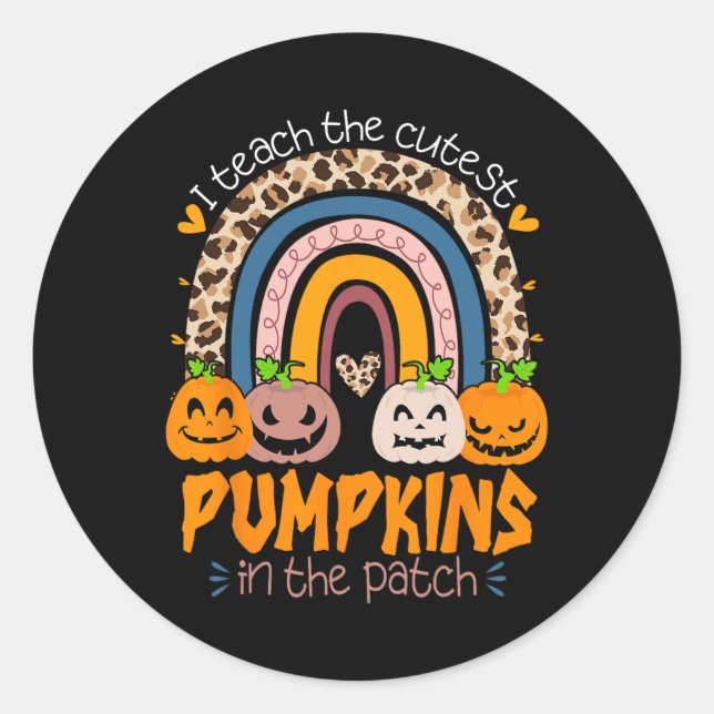 Adesivo Redondo Ensino Os Pumpkins Mais Bonitos No Patch Retro Tea (Frente)