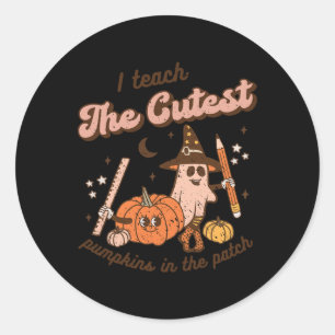 Adesivo Redondo Ensino Os Pumpkins Mais Bonitos No Patch Retro Tea