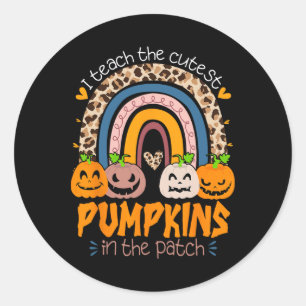 Adesivo Redondo Ensino Os Pumpkins Mais Bonitos No Patch Retro Tea