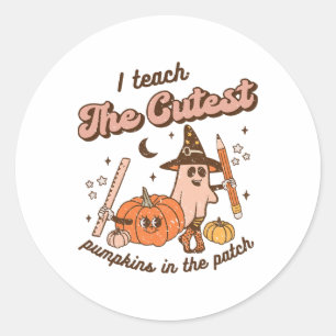 Adesivo Redondo Ensino Os Pumpkins Mais Bonitos No Patch Retro Tea