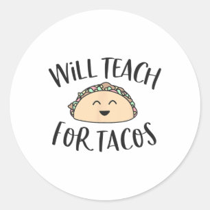 Adesivo Redondo Ensino Para Tacos Engraçado Professor Cinco De M