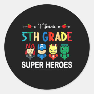 Adesivo Redondo Ensino Super-Heróis Da 5
