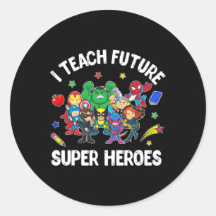 Adesivo Redondo Ensino Super Heróis Futuros Dando Presente Ensinan