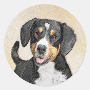 Adesivo Redondo Entlebucher Mountain Dog Painting - Arte Original
