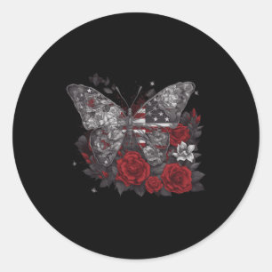 Adesivo Redondo Entomologia Usa Bandeira Patriótica 4 De Julho Com