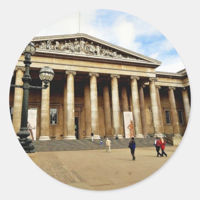 Adesivo Redondo Entrada Da Frente Para O Museu Britânico Em Londre (Frente)