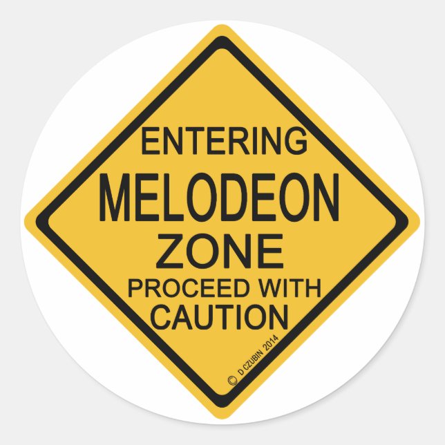 Adesivo Redondo Entrando na Zona Melodeon (Frente)