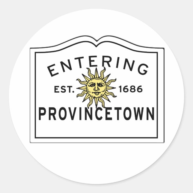 Adesivo Redondo Entrando no Provincetown Summer Sun Sign Classic (Frente)