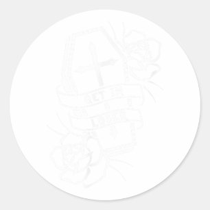 Adesivo Redondo Entrar Na Cofin De Tatuagem Do Gótico Punk Perdido