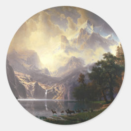 Adesivo Redondo Entre Sierra Nevada, Califórnia, Bierstadt Art