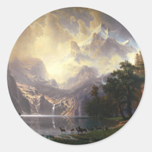 Adesivo Redondo Entre Sierra Nevada, Califórnia, Bierstadt Art