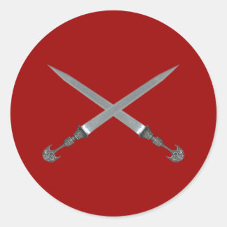 Adesivo Redondo entrecruzado espadas crossed swords