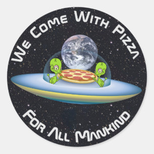Adesivo Redondo Entrega customizável da pizza do UFO