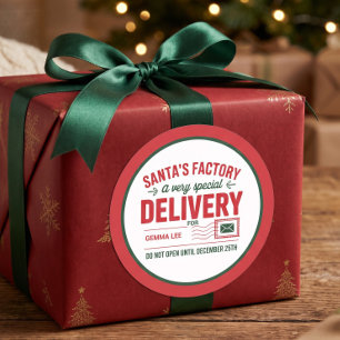 Adesivo Redondo Entrega Especial da Fábrica do Papai Noel