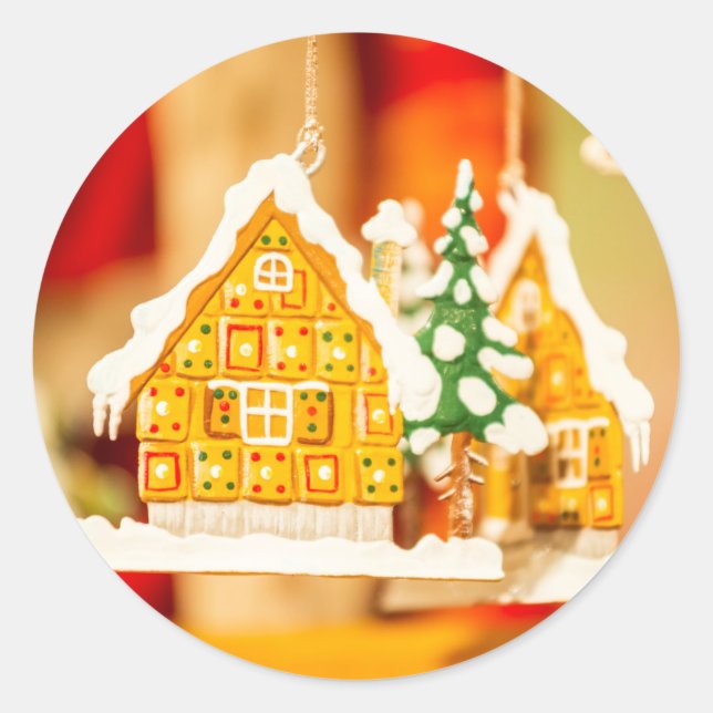 Adesivo Redondo Entrega Especial de Natal de Papais noeis Clássico (Frente)