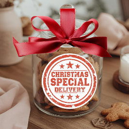 Adesivo Redondo Entrega Especial de Natal Vintage