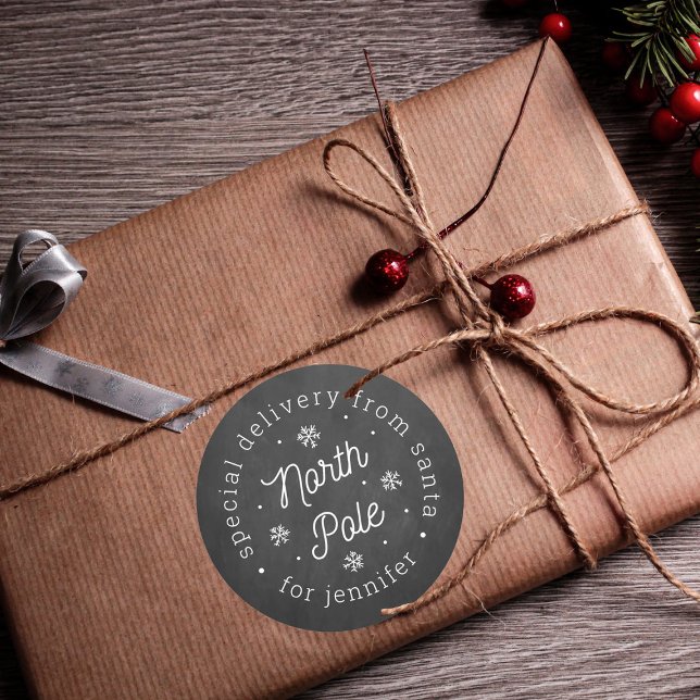 Adesivo Redondo Entrega Especial De Papais noeis No Polo Norte (Criador carregado)