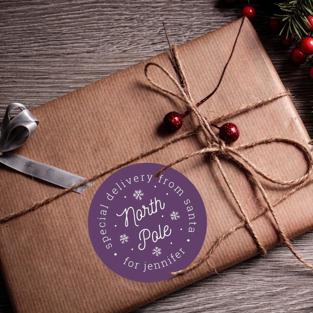 Adesivo Redondo Entrega Especial De Papais noeis No Polo Norte (Criador carregado)