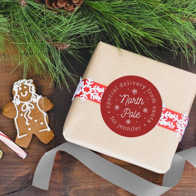 Adesivo Redondo Entrega Especial De Papais noeis No Polo Norte (Criador carregado)