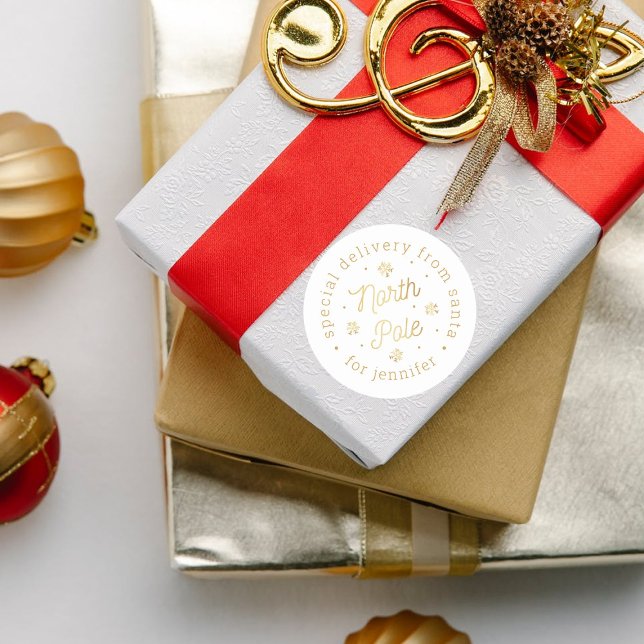 Adesivo Redondo Entrega Especial De Papais noeis No Polo Norte (Criador carregado)