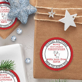 Adesivo Redondo Entrega especial de Papais noeis personalizados do