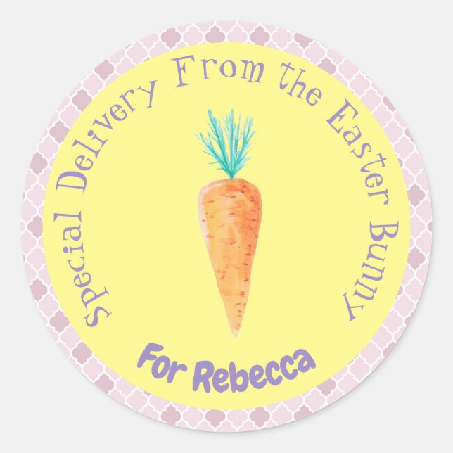 Adesivo Redondo Entrega especial do coelho da Páscoa (Frente)