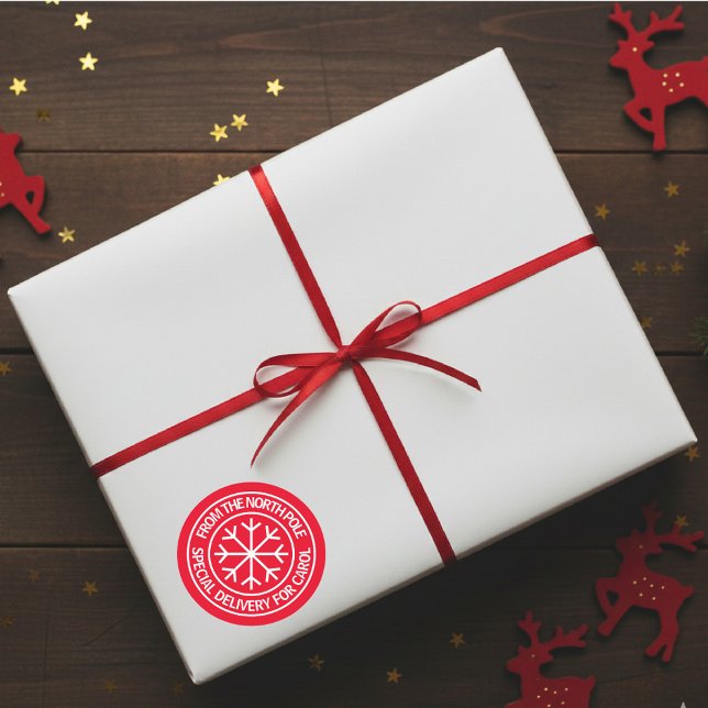 Adesivo Redondo Entrega especial do Natal do Polo Norte (From the Northpole Christmas gift sticker)