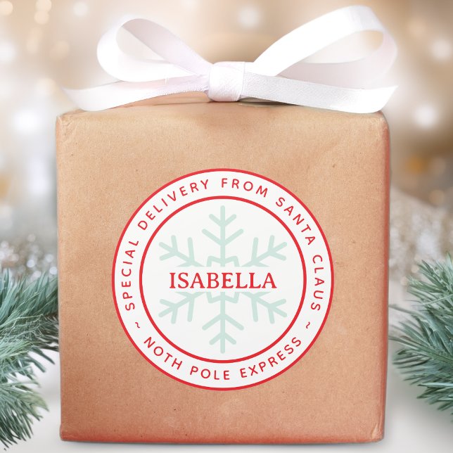 Adesivo Redondo Entrega Especial do Papai Noel Polo Norte Nome da  (Criador carregado)