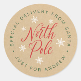 Adesivo Redondo Entrega Especial do Polo Norte - Personalizado Kra