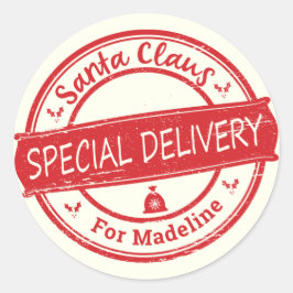 Adesivo Redondo Entrega Especial Papai Noel Adicionar Nome