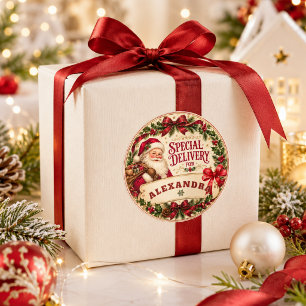Adesivo Redondo Entrega Especial Papai Noel Natal Nome Personaliza