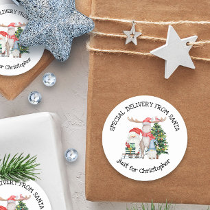 Adesivo Redondo Entrega Especial Personalizada do Papai Noel Bonzi