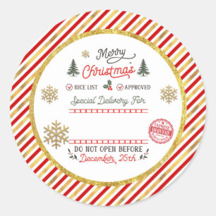 Adesivo Redondo Entrega Especial Personalizada do Papai Noel do Po