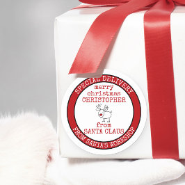 Adesivo Redondo Entrega especial personalizada do workshop Santas