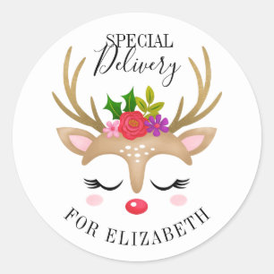 Adesivo Redondo Entrega Especial Rosto de Rebelde de Natal