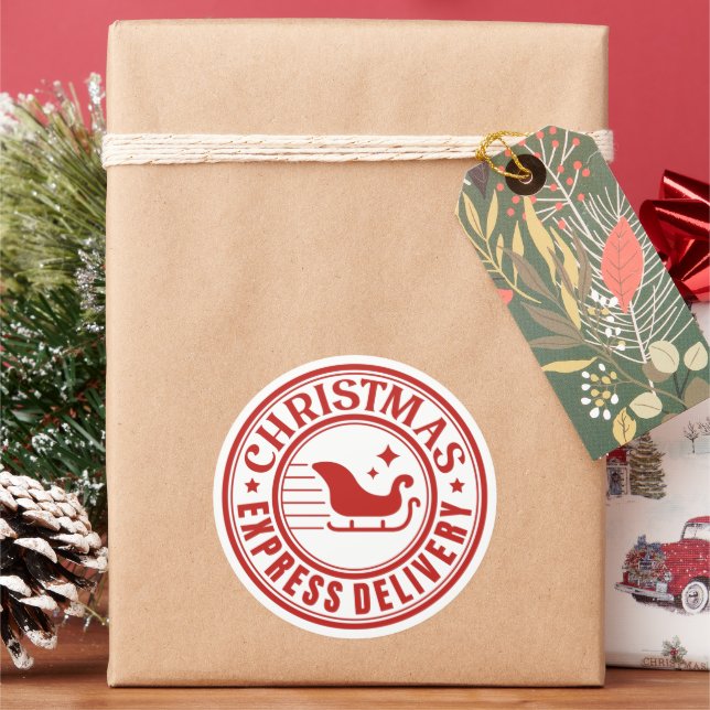 Adesivo Redondo Entrega Expressa de Natal (Feriado)