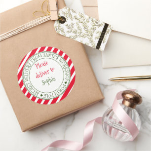 Adesivo Redondo Entrega secreta de Papais noeis stripe presente de