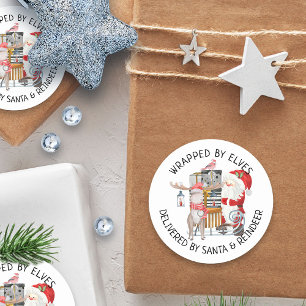 Adesivo Redondo Entregue pelo Papai Noel e Rena