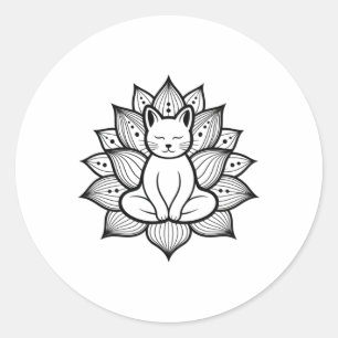 Adesivo Redondo Entusiasta da Meditação de Yoga da Flor de Lótus d